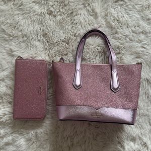 Kate Spade Pink Glitter Purse and Wallet